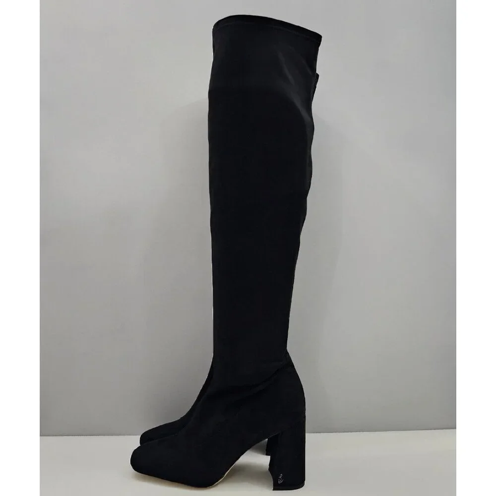 Sam Edelman Black Over-The-Knee Block Heel Boots